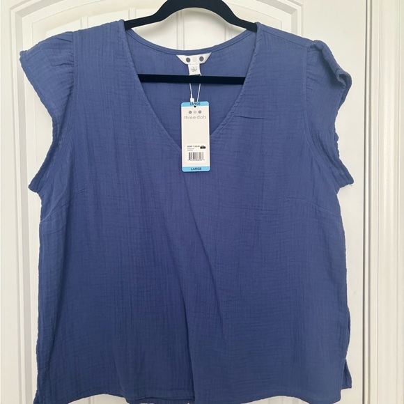 Blue linen 3dots Nordstrom shirt - Picture 1 of 4